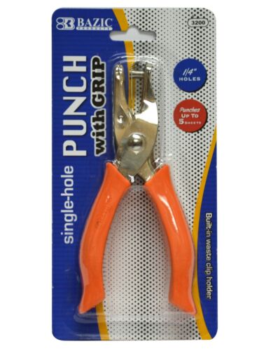 Rubber Grip Hand Paper Punch Single Hole 1/4" Round Circle - Random Color - Picture 6 of 7