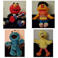 Vintage Sesame Street Lot of 4 Talking Plush Elmo/Big Bird/Ernie/Cookie Monster