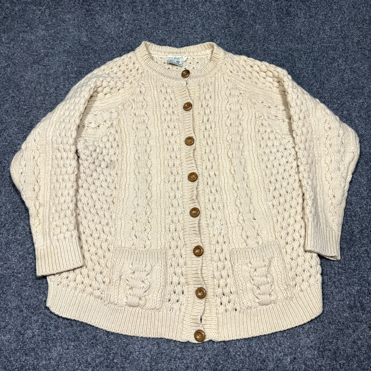 Vintage LL Bean Cardigan Womens XL Fisherman Made in Ireland 