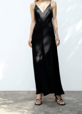 NWT Zara Women's LIMITED EDITION LONG DRESS Black Size XS 8647/779