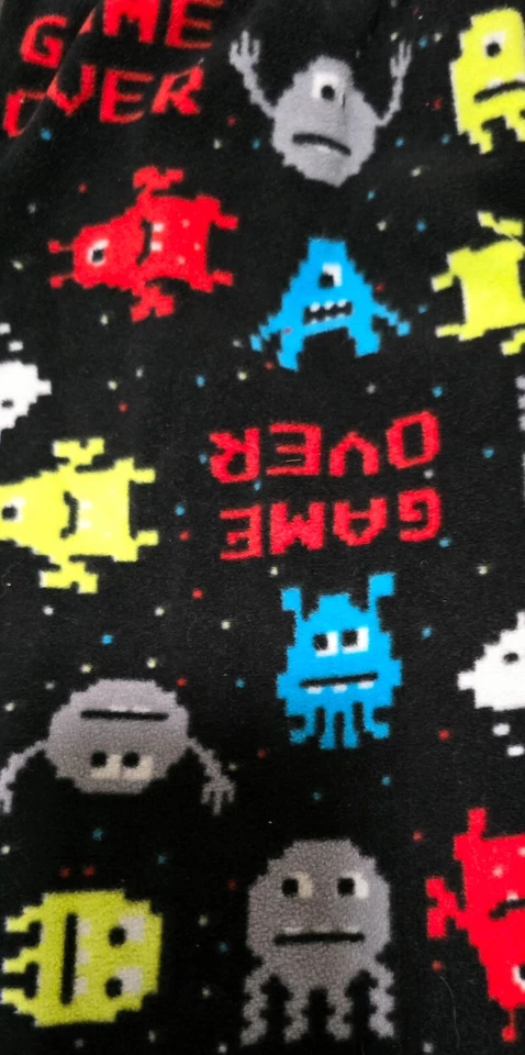 Niños Arcade Pixel Monsters Juego Sobre Negro Pijama Pantalones! (Mediano Juvenil 7/8) Foto 2 de 3