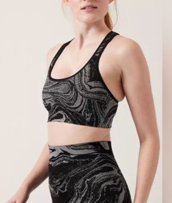 NWOT ATHLETA  Aurora Shine  SILVER SHINE  Sports Bra Size S