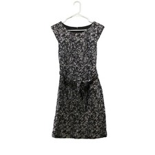 Banana Republic Linen Blend Sheath Dress Size 0 Gray Black Floral Sleeveless