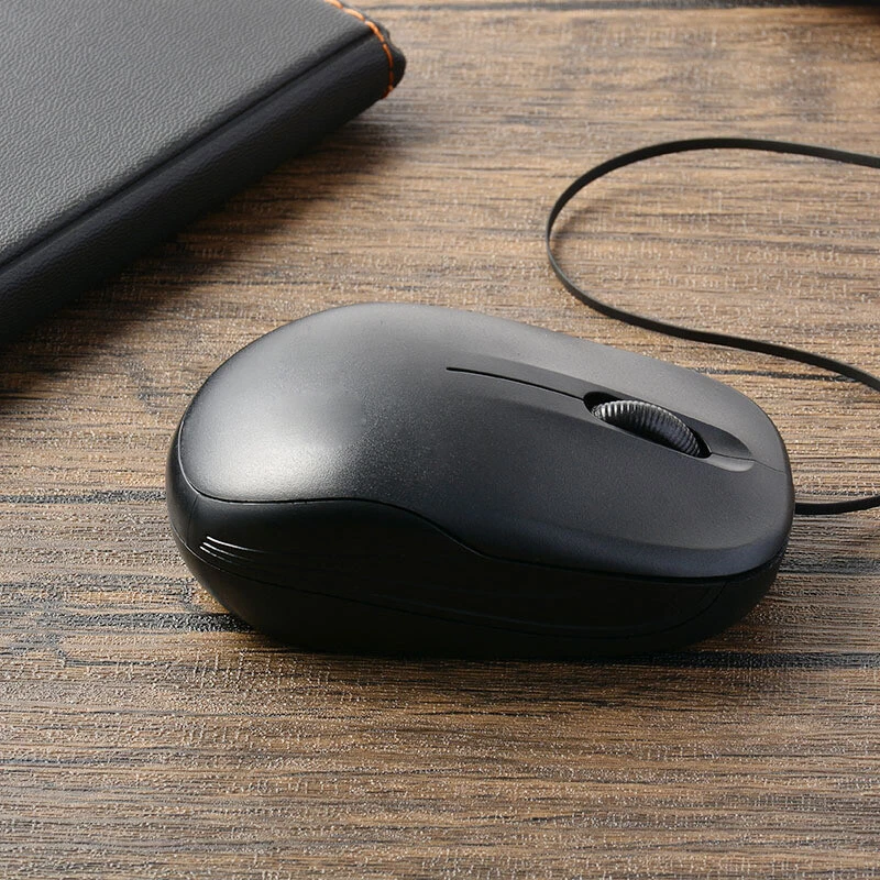 Retractable Wired Mouse Gaming Computer 1000DPI Optical Wired Game USB Black - Image 3 of 4