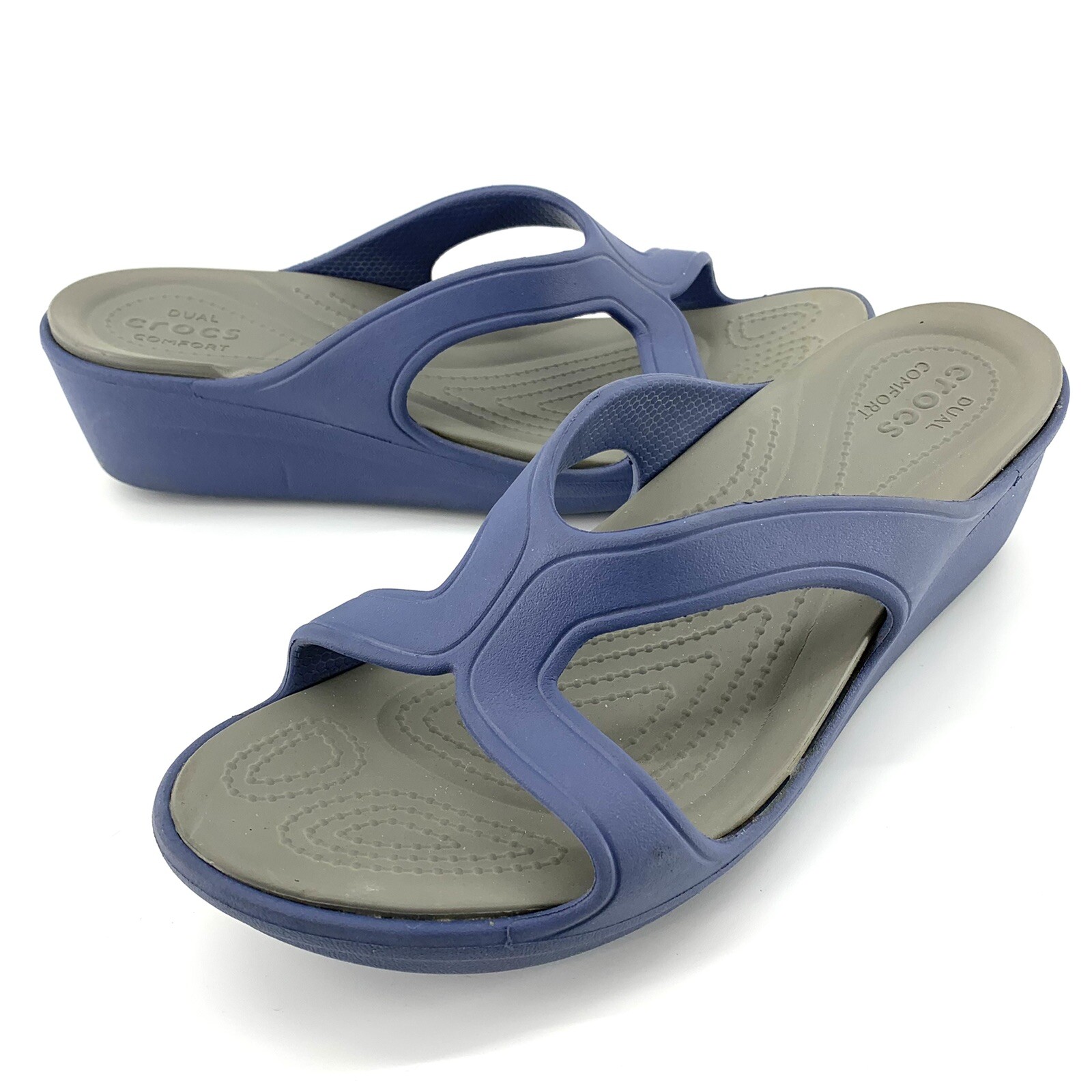 CROCS Sanrah Wedge Slide Sandals 203061 Womens Size 9 Navy | eBay