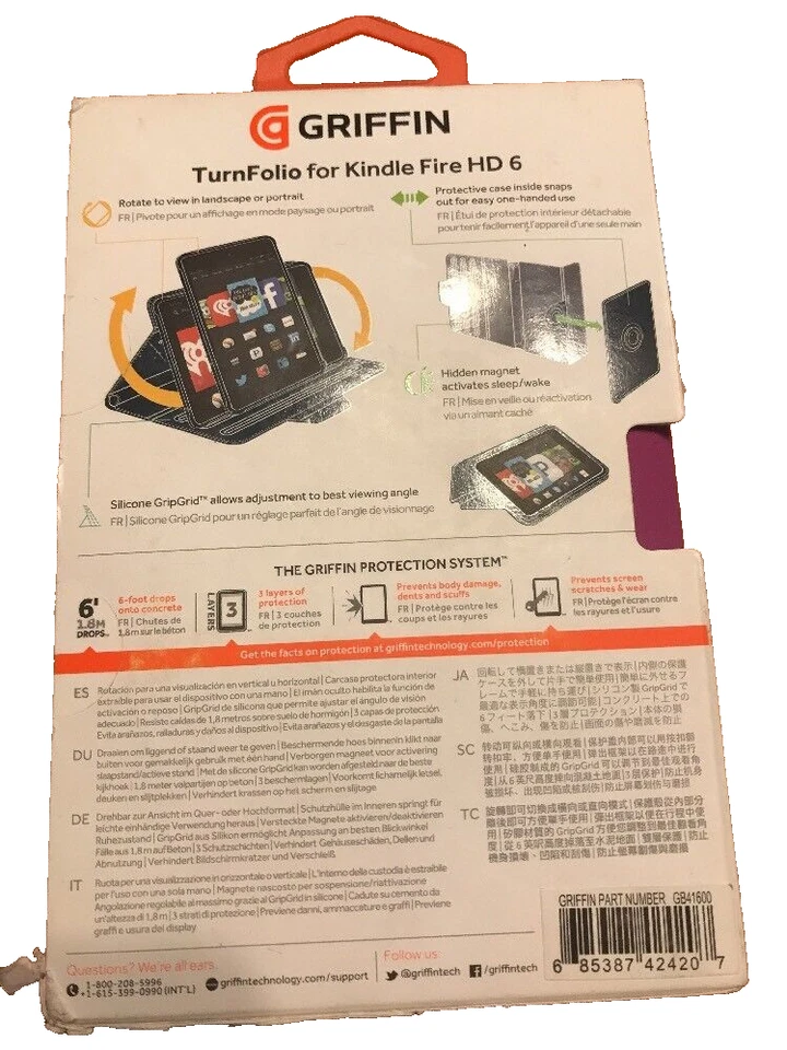 Griffin TurnFolio Rotating Case w/ Snap-Out Drop Protection for KINDLE FIRE HD 6 - Image 2 of 3