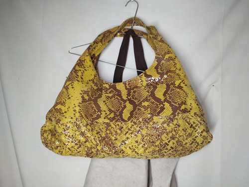 Antonio Melani Medium Yellow Faux Leather Animal Print Handbag Purse Shoulder - Picture 4 of 7