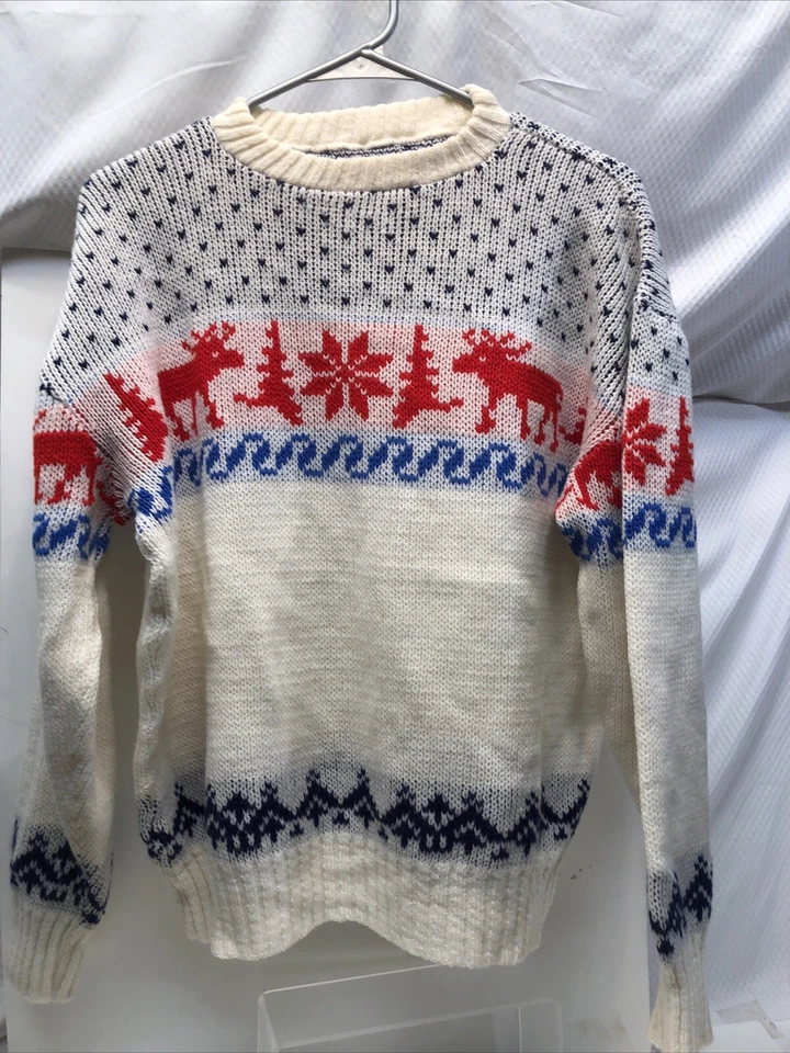 Vintage Men’s Christmas KNIT Acrylic Reindeer Ski Sweater size L holiday - Image 2 of 4