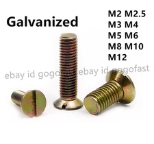 Color Zinc Steel Slotted Countersunk Flat Head Screws M2 M2.5 M3 M4 M5 M6 M8-M12