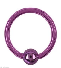 Captive Lip Ear Daith Ring 16 Gauge 5/16" Titanium Purple Dark IP 3mm Ball *