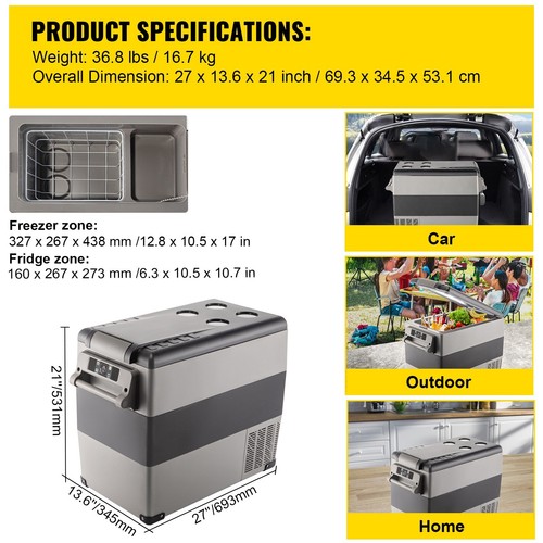 55L Portable Travel Car Refrigerator Freezer Truck Mini Fridge Camping 12V/24V - Picture 7 of 9