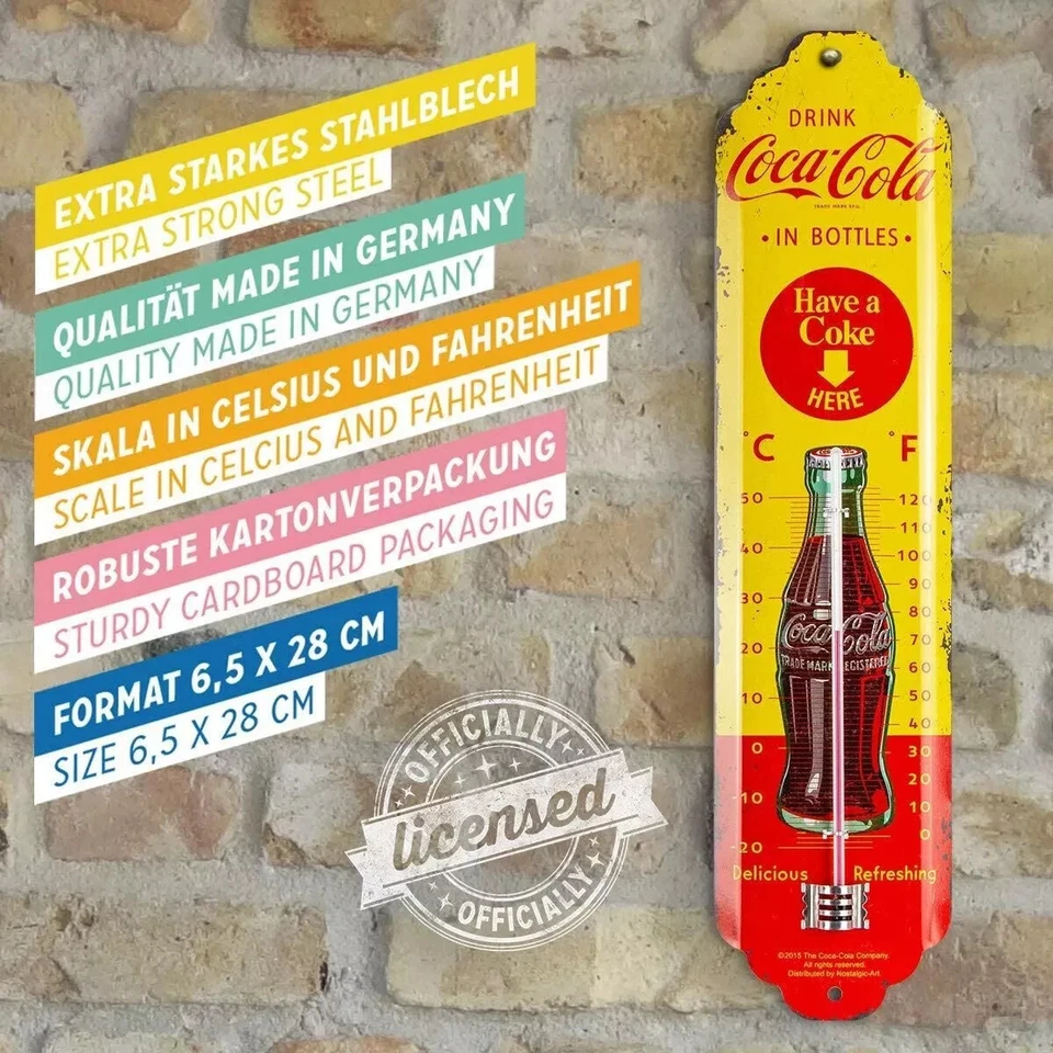 Termómetro retro Coca Cola pared nostálgico ventilador interior mercancía 12,5 pulgadas Foto 3 de 4