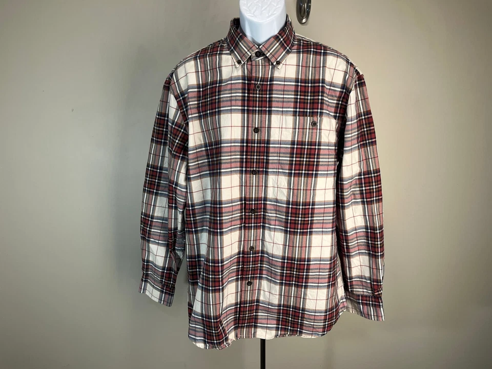 ORVIS Мужская тяжелый ирорис, красный и синий клетку длинным рукавом рубашка средний M EUC - Изображение 2 из 4