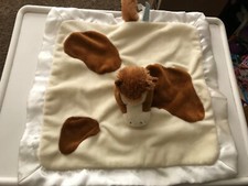 Douglas Baby Cream  Brown Horse Pony Satin Trim Security Blanket Lovey 1328 14  