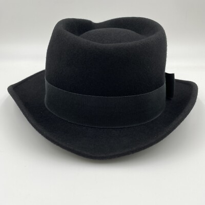Vintage WPL 4384 100% Wool Fedora Hat Black Felt Made in USA  display picture 2