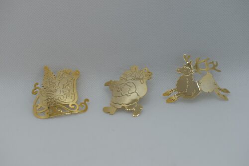 Vintage PartyLite Gold Tone Holiday Candle Ornaments Solid Brass Covered in 24K - Picture 1 of 9