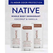 Native Whole Body Aluminum-Free Deodorant, Coconut  Vanilla, 2.3oz., 3pk.