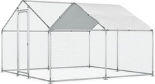 Large Chicken Coop Walk-In Hen House Metal Poultry Cage Outdoor Backyard w/Cover