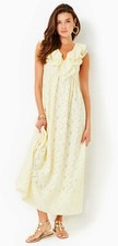 Lilly Pulitzer NWT Ritamarie Ruffle Maxi Dress Yellow Flora Faille Size 10,12,16