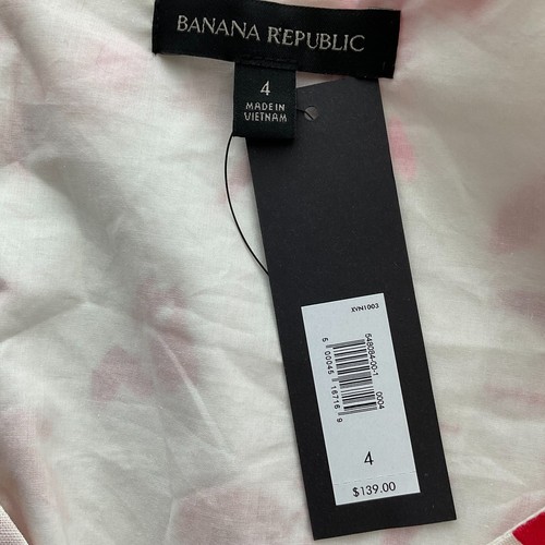 BANANA REPUBLIC Dress Women Size 4 Ruffle Sleeves Spring Coral Pink Linen Cotton - Picture 10 of 12