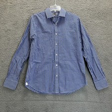 Express Shirt Mens Large Blue White Check Long Sleeve Fitted Button Up Collar
