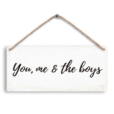 You Me and the Boys Hanging Wooden Signs 12x6 Minimalist Inspirational Family...