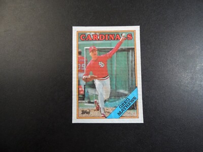 1988 Topps Cloth Blank Back Test Baseball Card Greg Mathews Cardinals Sample 