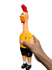 Rubber Chicken Toy - Squeaky fun screaming 15 inch tall - Yellow Soccer style