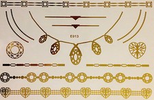 Flash Temporary Adhesive Tattoo Gold 14 Pieces Body Bracelet Neck Chain E13 WOW