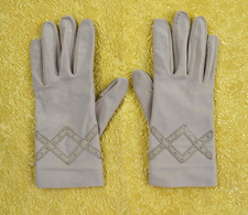 Vintage Fownes Tan Beige Nylon  Grip Strips Gloves Women  s One Size Small 