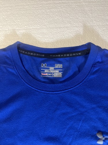 Under Armour Heat Gear Loose Threadborne Shirt Size Large Royal Blue - Picture 3 of 9
