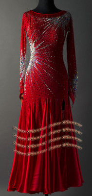 elegant salsa dress Cartagena High-Low Asymmetric Salsa Dress Red