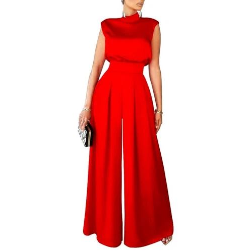 Eleganter ärmelloser Damen-Overall Retro weites Bein formeller Abend Party Playsuit - Bild 10 von 14