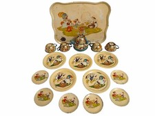Vintage 1940 Walt Disney Enterprises Toy Tea Set Ohio Art Tin Litho Mickey Mouse
