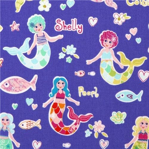 Fat Quarter Mermaid Friends Printed Cotton Quilting Fabric  Michael Miller