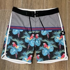 Hurley Board Shorts Mens 29 Parrot Striped Swim Trunks Beach Surfer Skater