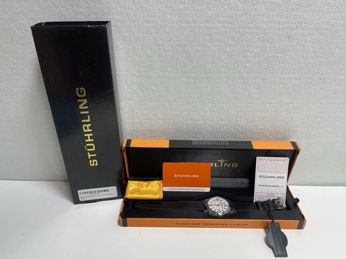 Orologio Stuhrling Osprey Uomo 42mm Pelle di Vitello Nero Cassa Acciaio Inox 454.33152 - Foto 5 di 11