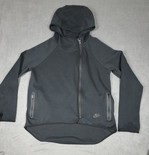 Nike Tech Fleece Hoodie Womens M Cape Black Full Zip High Low Sweatshirt
