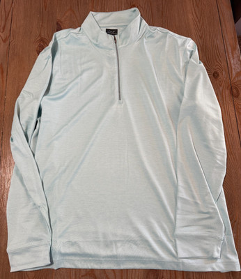 Greg Norman Collection Play Dry Quarter Zip Pullover - Aqua - Large - NEW