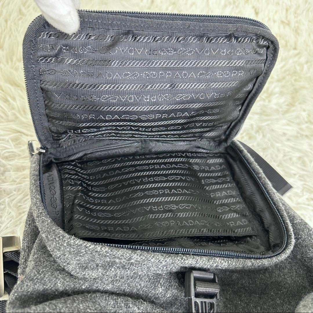 Prada Backpack 84cm Wool Triangular Logo Unused G… - image 10