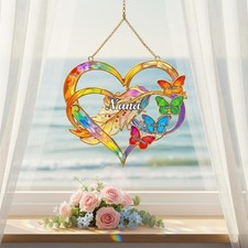 Personalized Grandma Gift Acrylic Suncatcher Butterfly Heart Mother's Day Decor