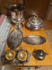 Vintage Mixed Lot  Silverplate Trays  Sugar Creamer Tautin Viking No Dings! Nice