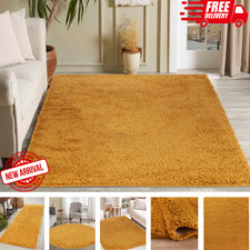 Mustard Yellow Shaggy Area Rug Large Modern Living Room Carpet UK