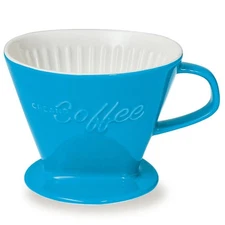 XXL Porcelain Coffee Dripper Blue - Ceramic Cone Brewer - Pour over Coffee Maker