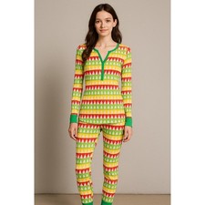 Little Bum Bums Pajama Set Womens S Green Bamboo Stretch Christmas Tree Comfort