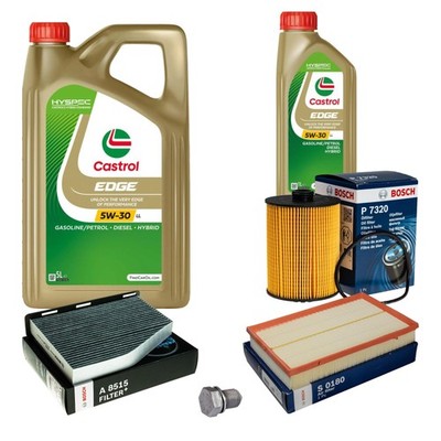 BOSCH Inspektionspaket 6 L Castrol EDGE 5W-30 LL für VW CC 3.6 FSI 4motion