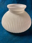 Vintage White Milk Glass Ribbed Lamp Shade, Student, Oil Light 8” Fitter Base