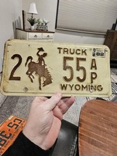Vintage Wyoming License Plate Low Number 2-55 AP (Top)