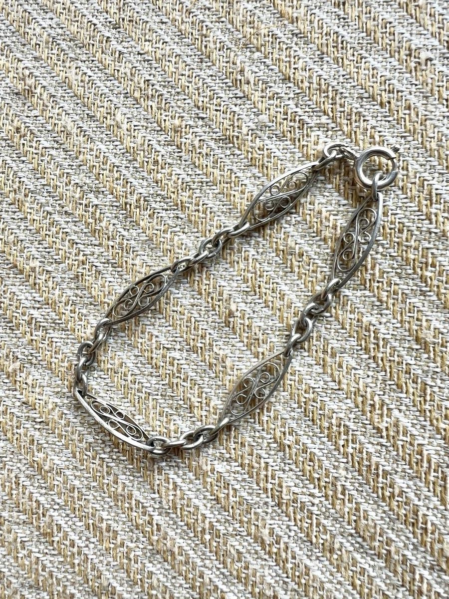 Bracelet Grosse Maille Forçat ( Maille Gourmette) Métal Argenté Vintage