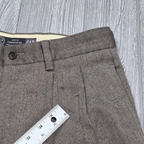 Vtg GAP Wool Pleated Trousers Brown 30x29 High Rise Cuffed Wool Herringbone by GAP, $49.97 - Photo 13